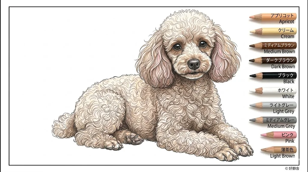 トイプードル（完成見本） ｜ 高齢者（g3b3）向け無料塗り絵